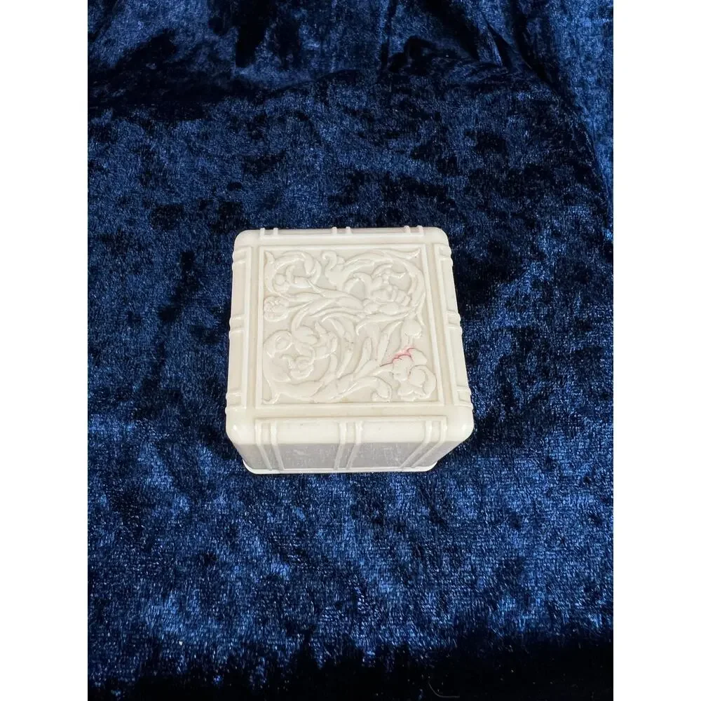 Antique Celluloid Ring Box – Art Deco Floral Ivorine Footed Presentation Case